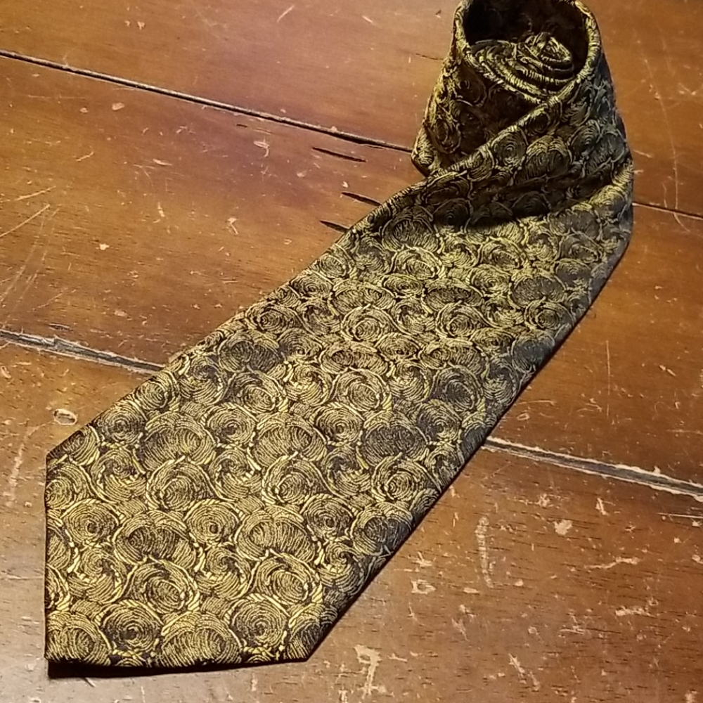 BILL ROBINSON Black and Gold Silk Tie